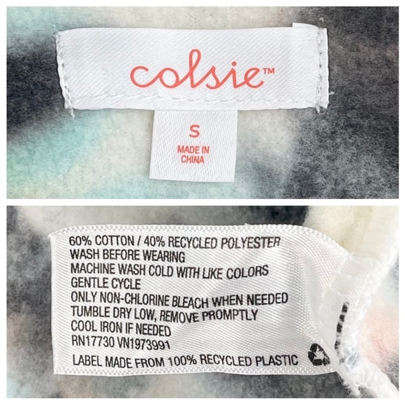 💙 NWT COLSIE Tie Dye Fleece Oversized Cropped Crew Sweatshirt Pastel Athleisure - Picture 9 of 11